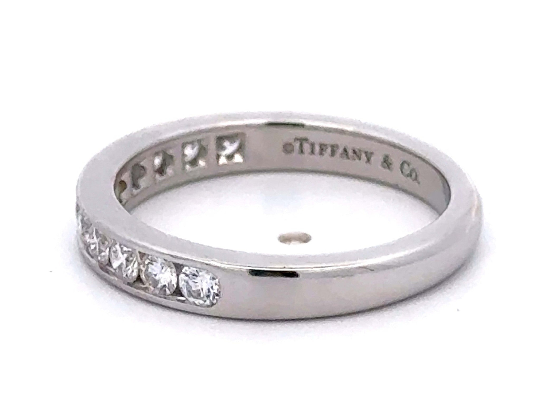 Tiffany & Co. Wedding Band in Platinum with a Half-circle of Diamonds, 3 mm