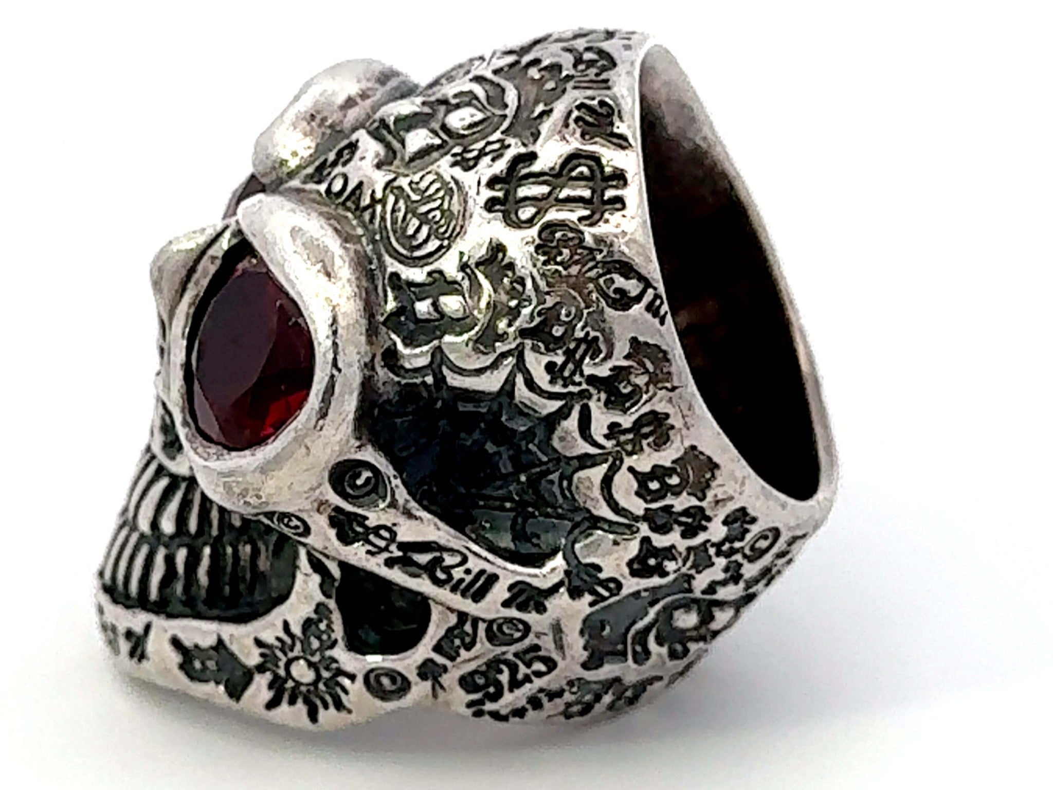 BWL Bill Wall Graffiti Master Skull Red Eyes Sterling Silver Ring