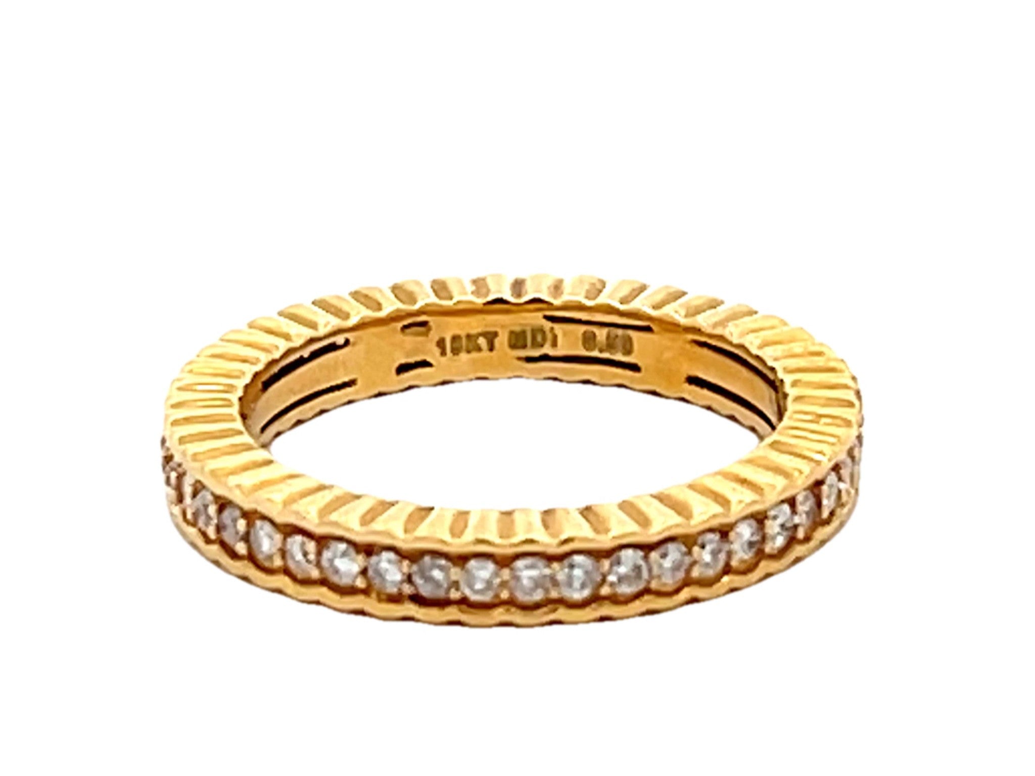 Eternity Brilliant Cut Diamond Band Stackable Ring Solid 18k Yellow Gold