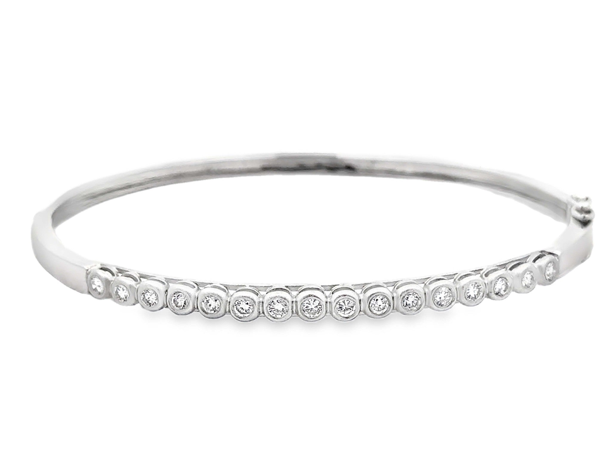 16 Diamond Bangle 18k Solid White Gold