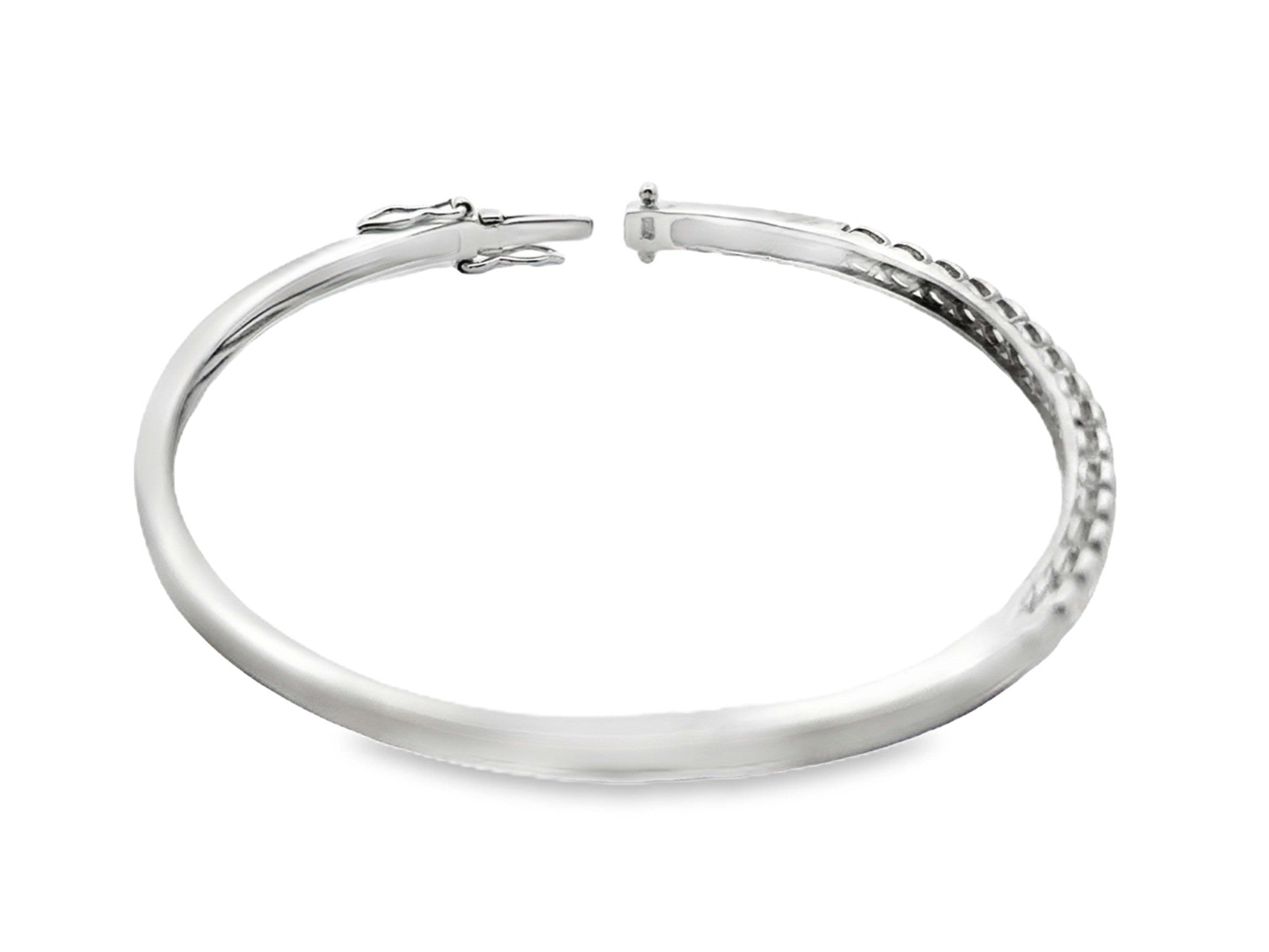 16 Diamond Bangle 18k Solid White Gold