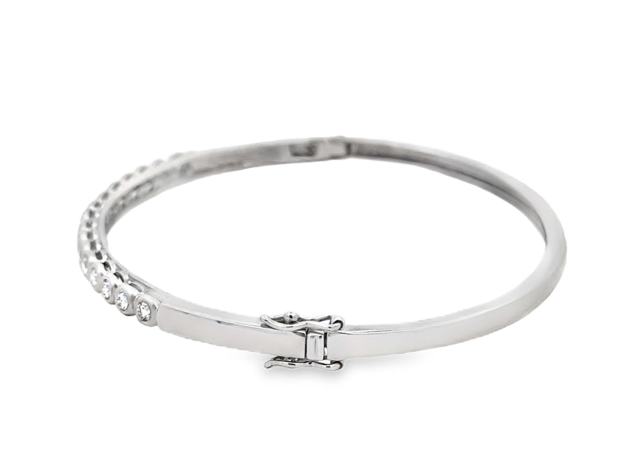 16 Diamond Bangle 18k Solid White Gold