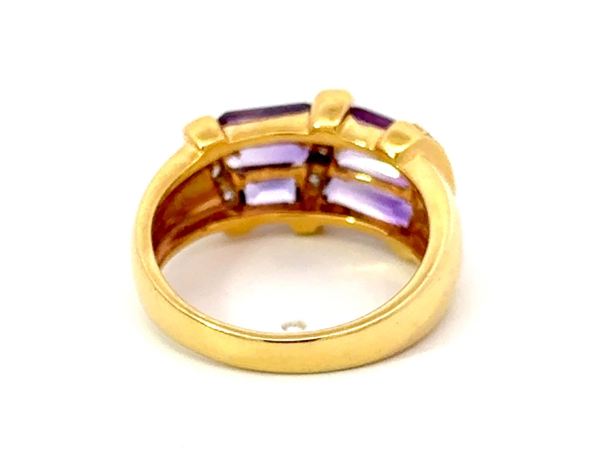 Amethyst Diamond Band Ring 18k Yellow Gold