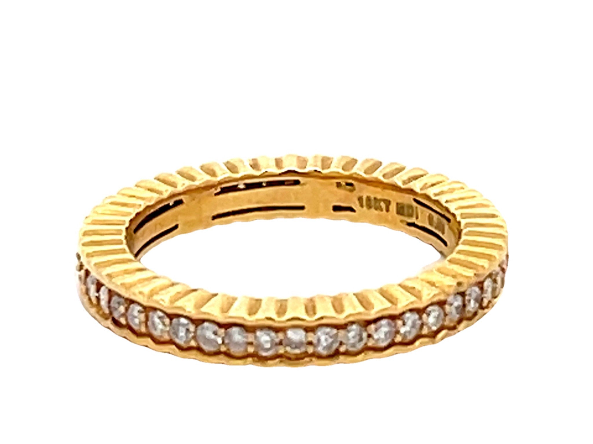 Eternity Brilliant Cut Diamond Band Stackable Ring Solid 18k Yellow Gold