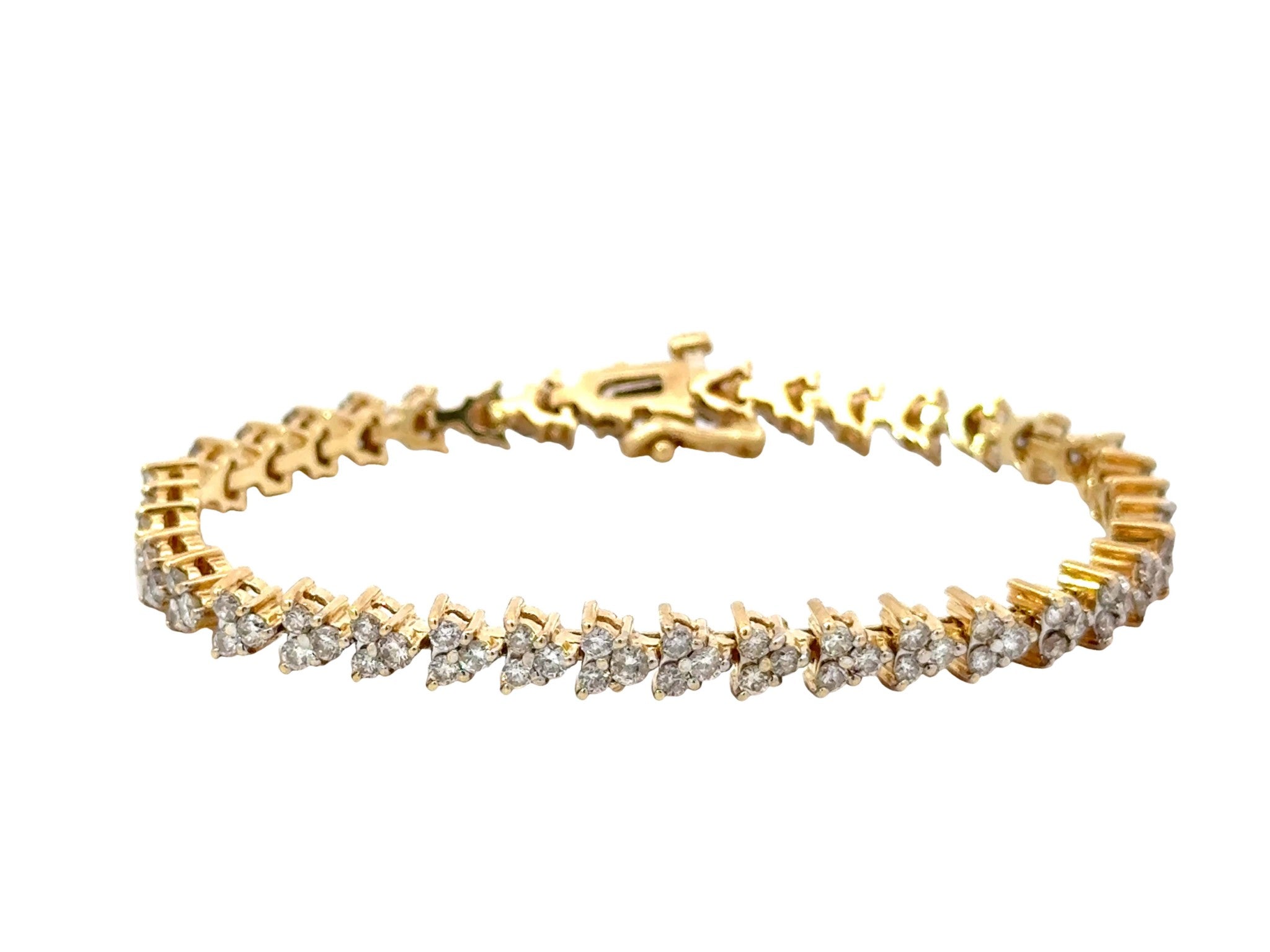 14k Yellow Gold Diamond Triangle Tennis Bracelet