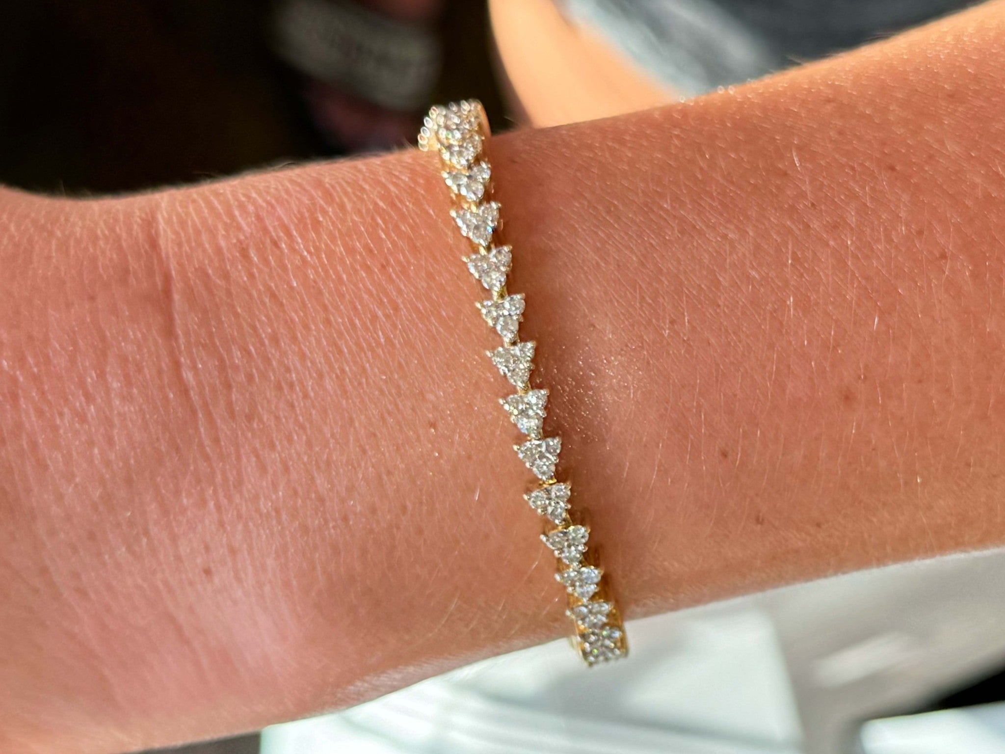 14k Yellow Gold Diamond Triangle Tennis Bracelet