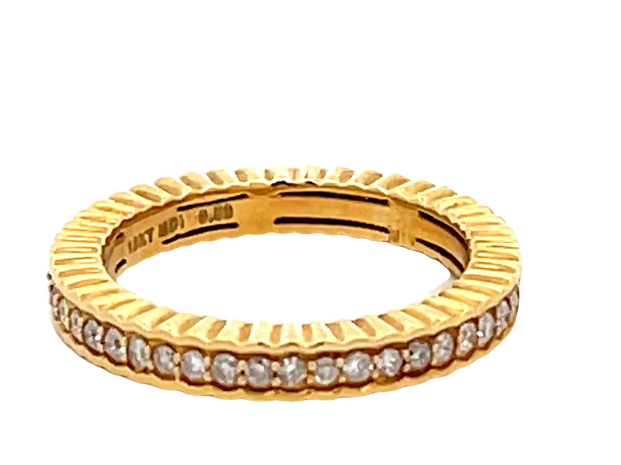 Eternity Brilliant Cut Diamond Band Stackable Ring Solid 18k Yellow Gold