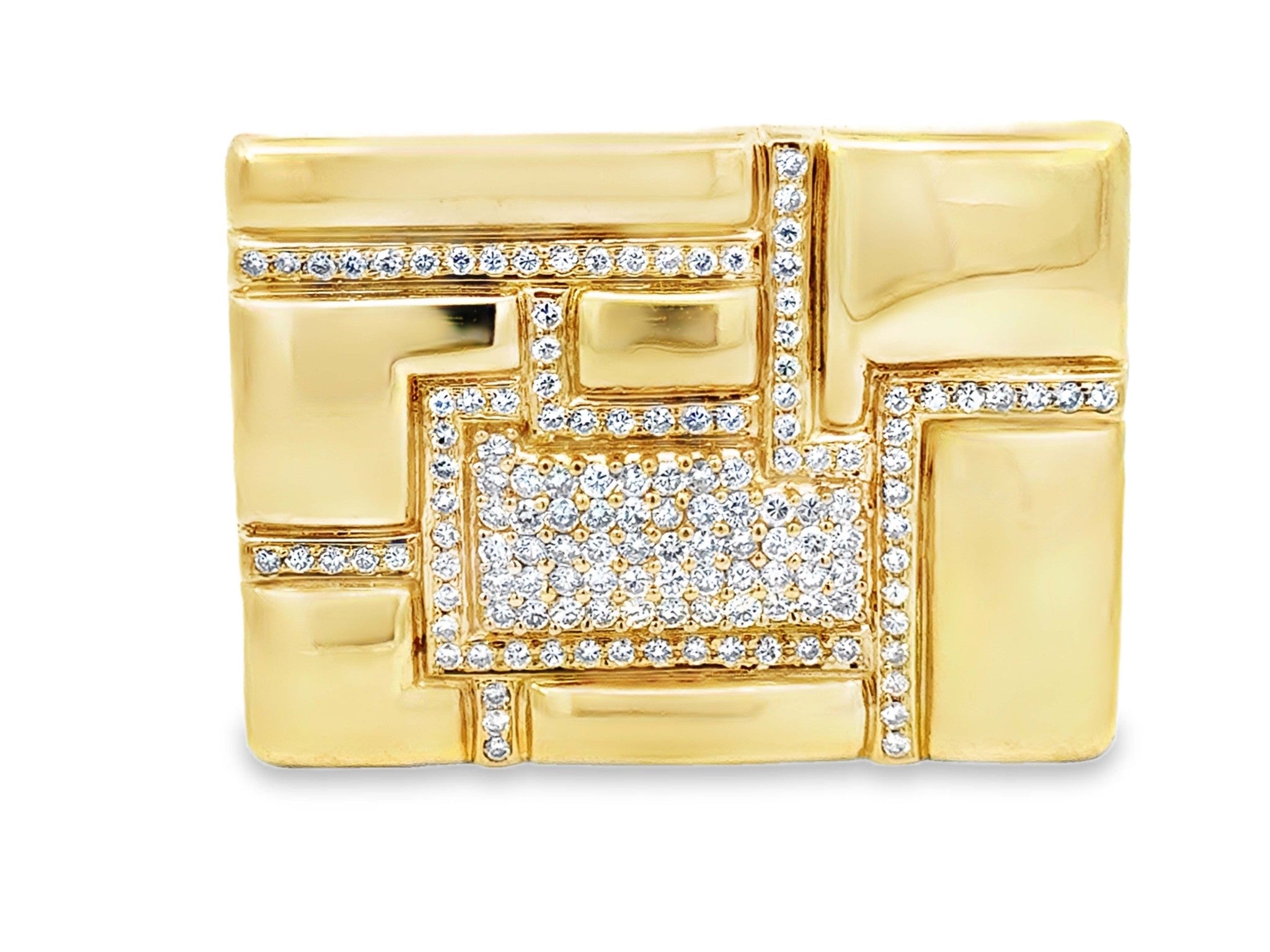 Mens 18k Solid Yellow Gold and 2.5 Carat Diamond Belt Buckle