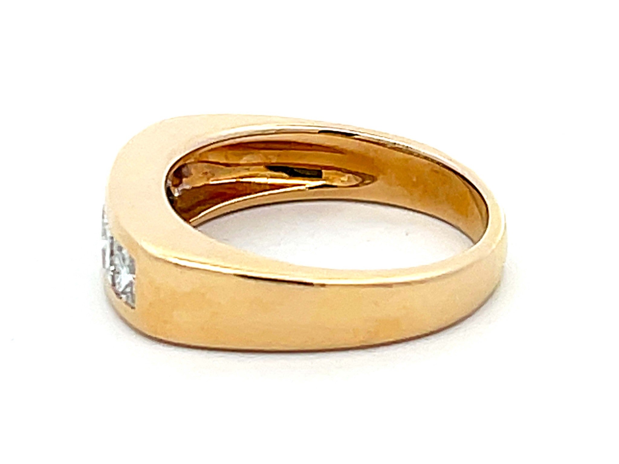 Mens 2 Carat 5 Princess Cut Diamond Band Ring in 14k Yellow Gold