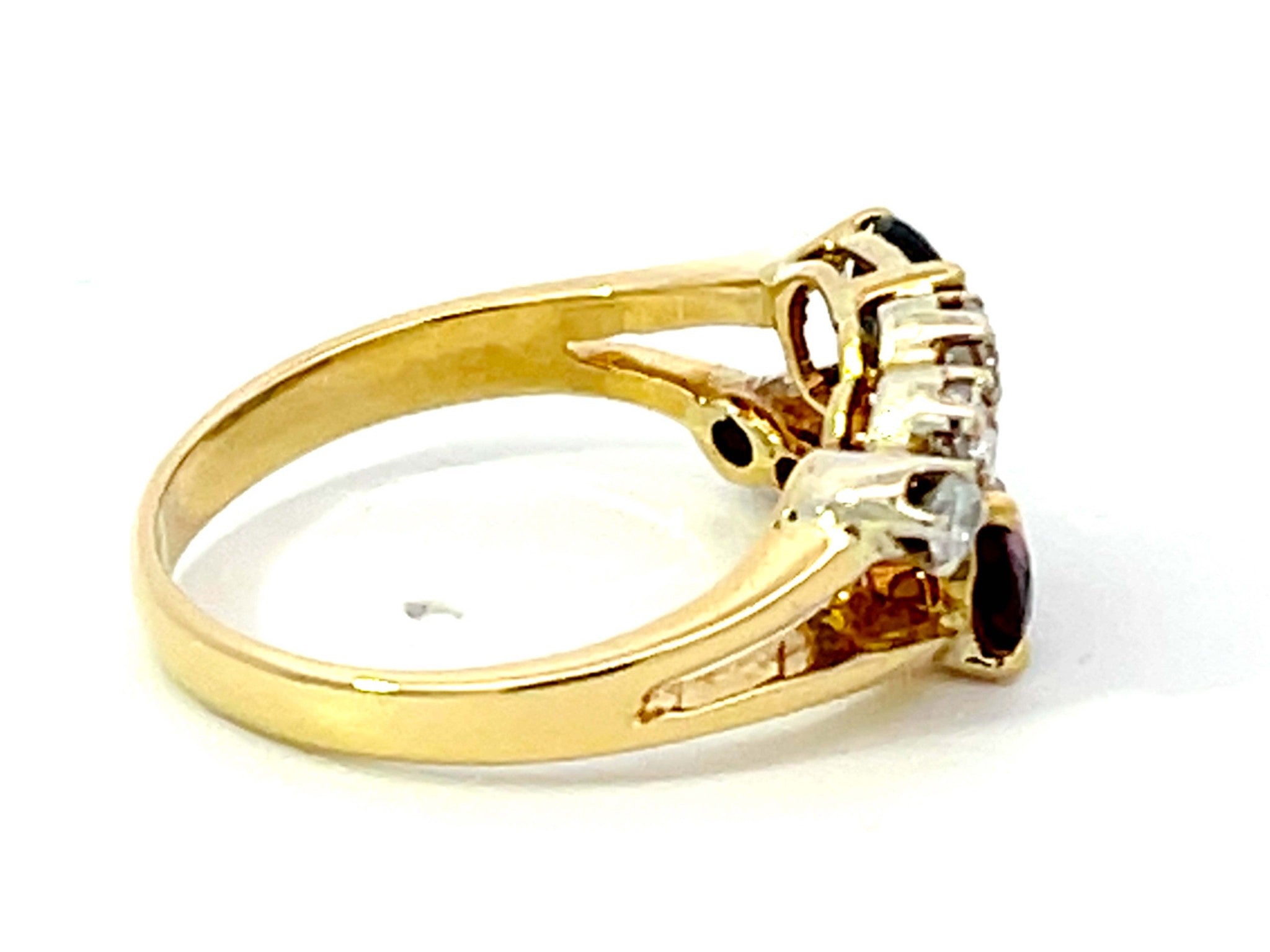 Ruby and Sapphire Diamond Ring in 14k Yellow Gold