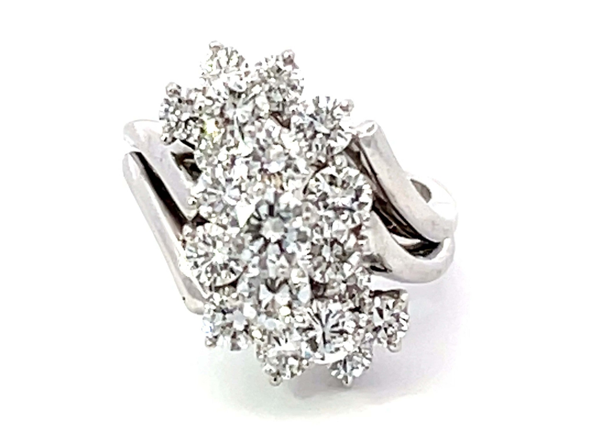 2 Carat Diamond Cluster Ring 18k White Gold