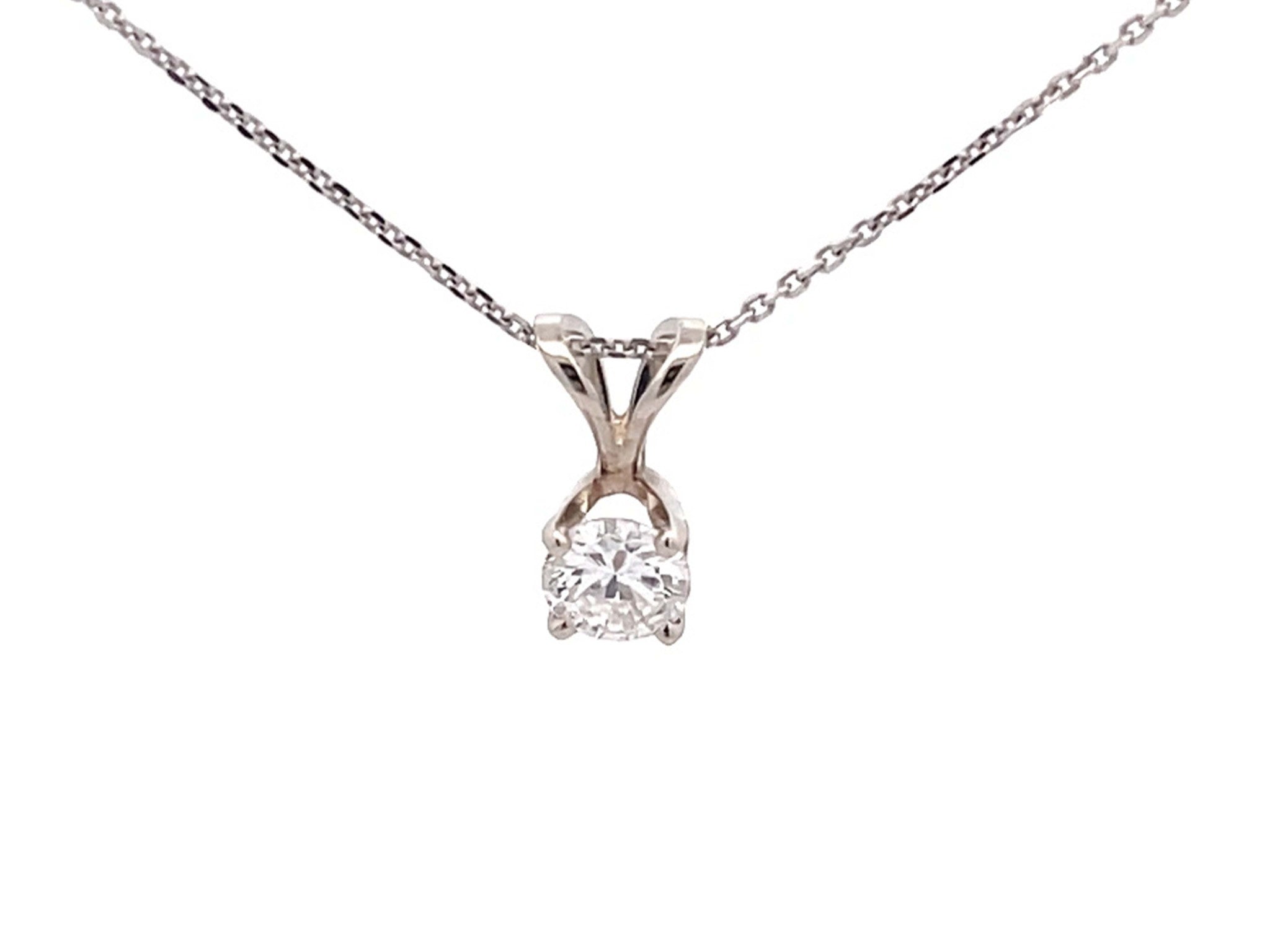 Diamond Pendant and Chain in 14k White Gold