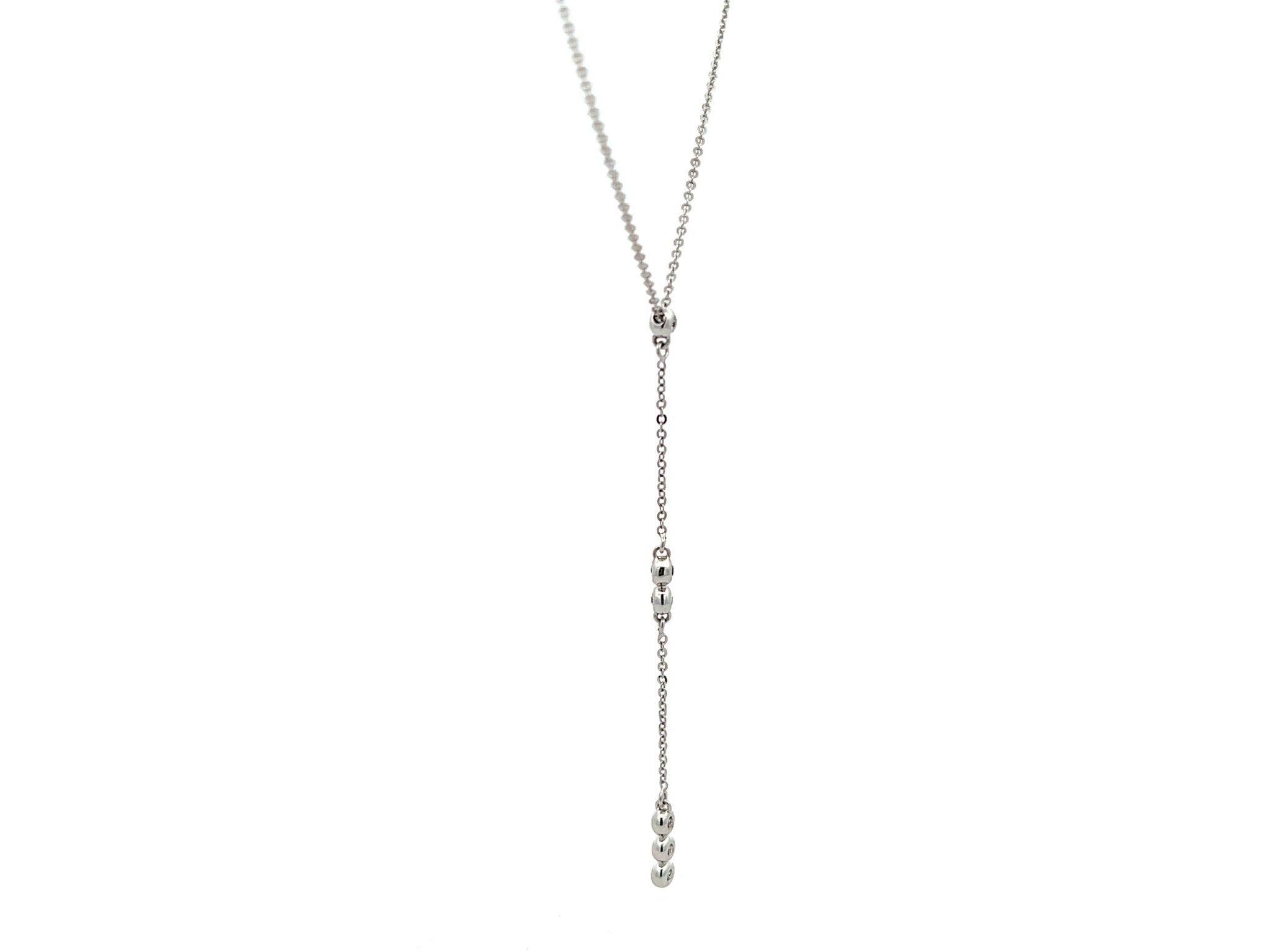 Multi Diamond Y-Drop Necklace in 14k White Gold