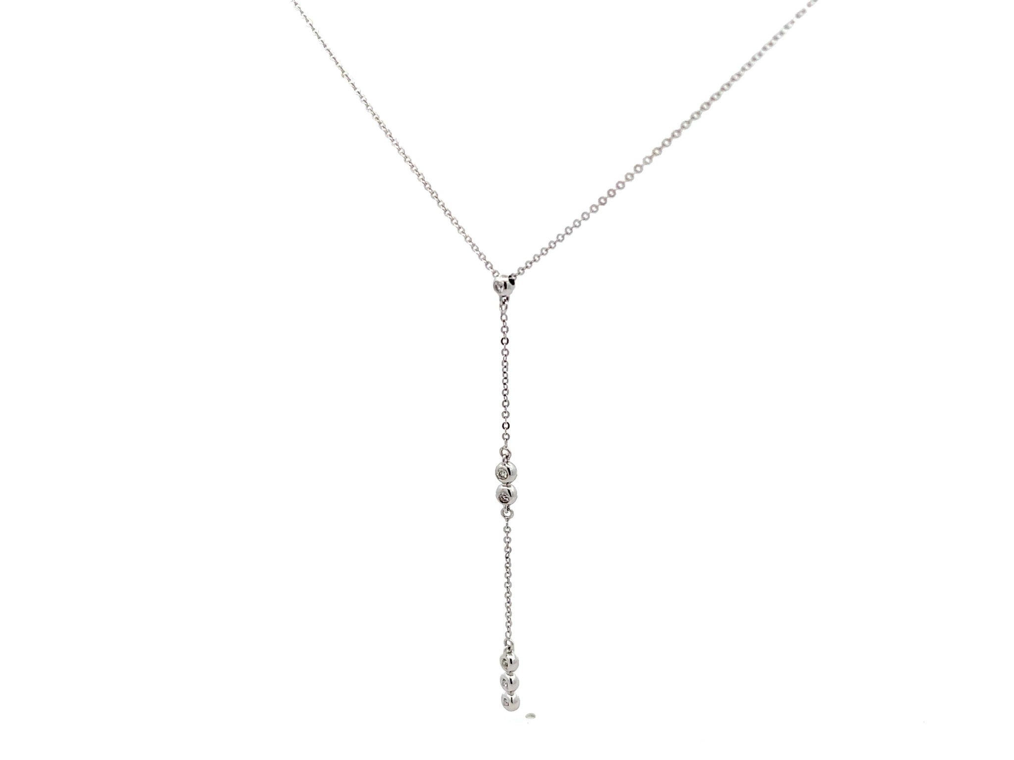 Multi Diamond Y-Drop Necklace in 14k White Gold