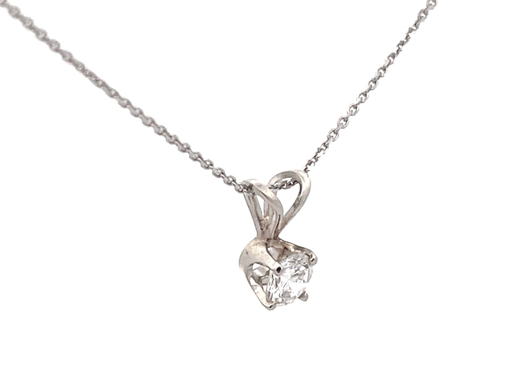 Diamond Pendant and Chain in 14k White Gold