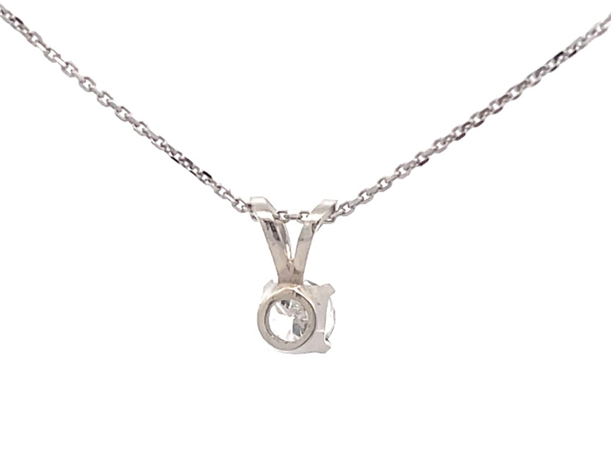 Diamond Pendant and Chain in 14k White Gold