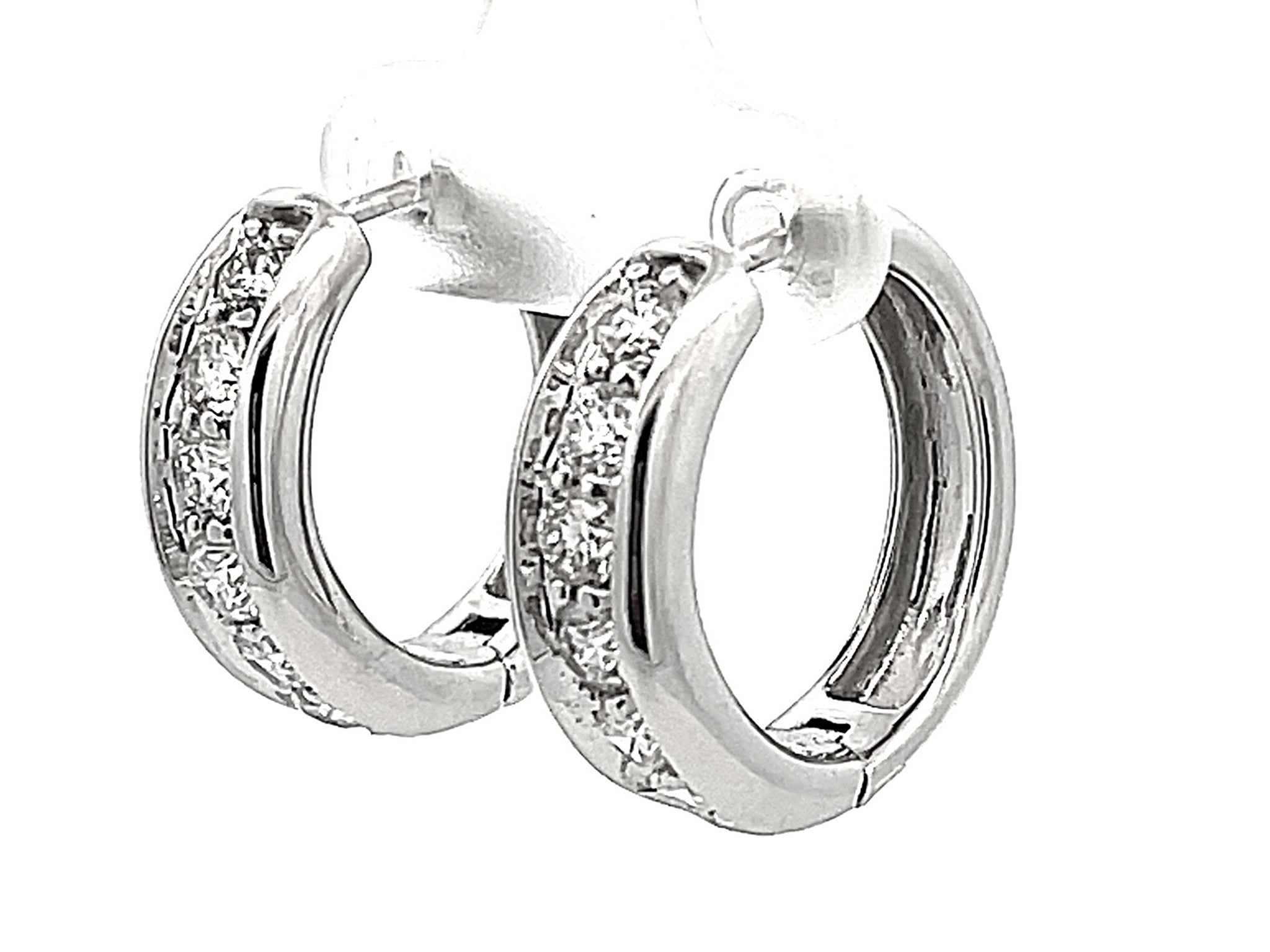 2 Carat Diamond Hoop Earrings in 10k White Gold