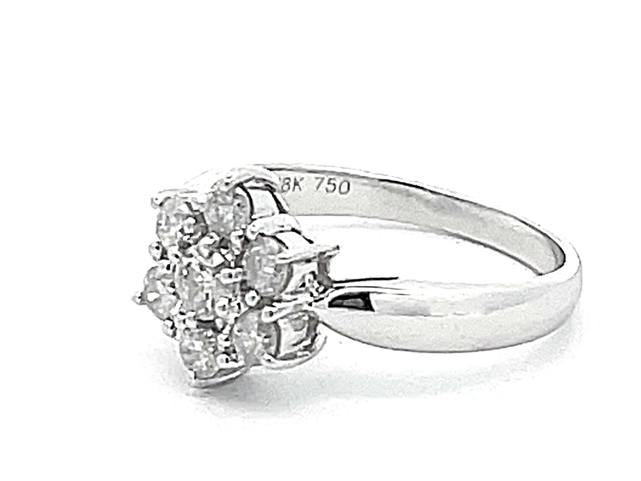 7 Diamond Flower Ring in 18k White Gold