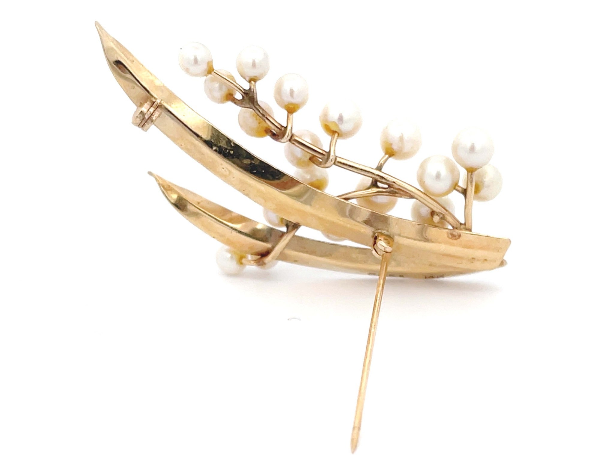 Mings Pearl Branch Brooch in 14k Yellow Gold