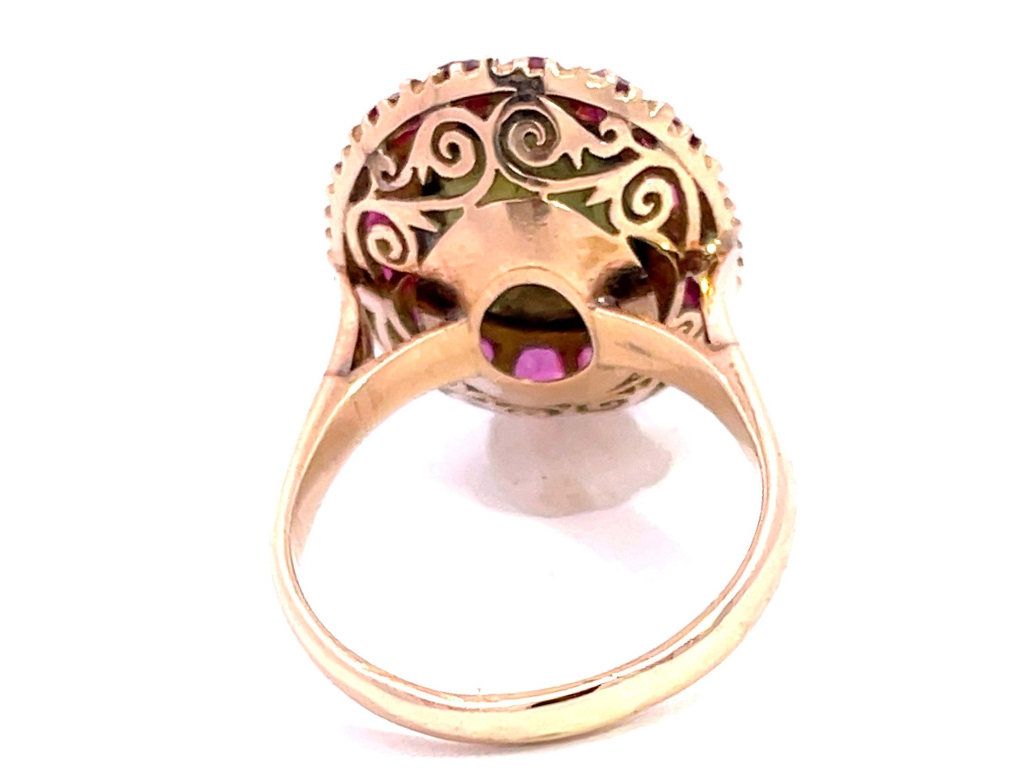 Star Sapphire Ruby Halo Ring in 18k Yellow Gold