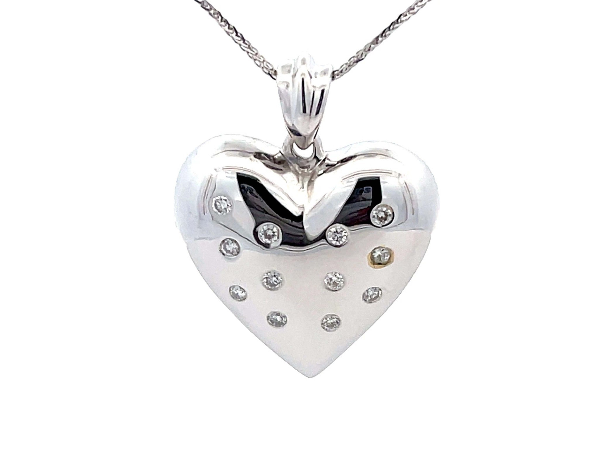 Diamond Heart Necklace in 14k White Gold